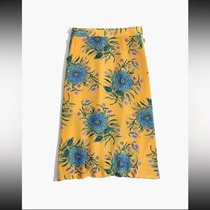Madewell Beautiful Silk Side-Button Skirt in Painted Blooms